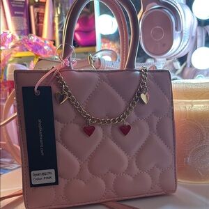 Pink Heart-Embellished Handbag